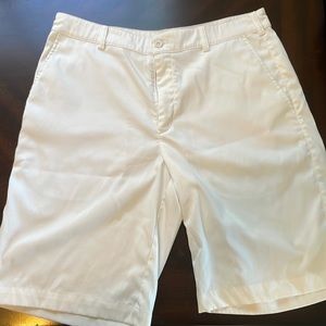 White Nike golf shorts. Inseam 10.5”